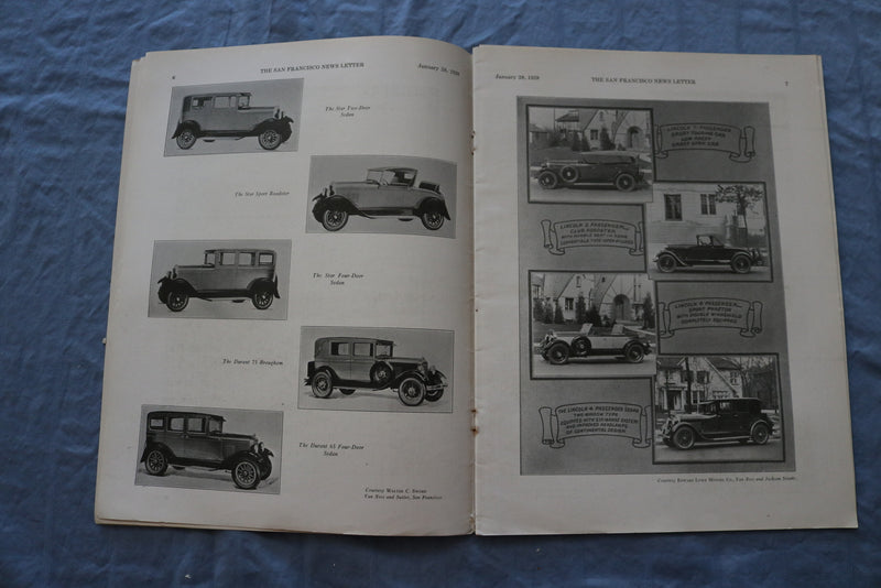 1928 JANUARY 28 SAN FRANCISCO NEWS LETTER MAGAZINE - AUTO SHOW - ST 5509N