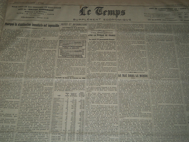 1927 JANUARY-MARCH LE TEMPS FRENCH NEWSPAPER BOUND VOLUME - VB 15