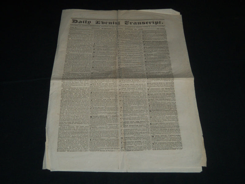 1839 AUGUST 14 DAILY EVEING TRANSCRIPT BOSTON NEWSPAPER - HENRY CLAY - NP 4183