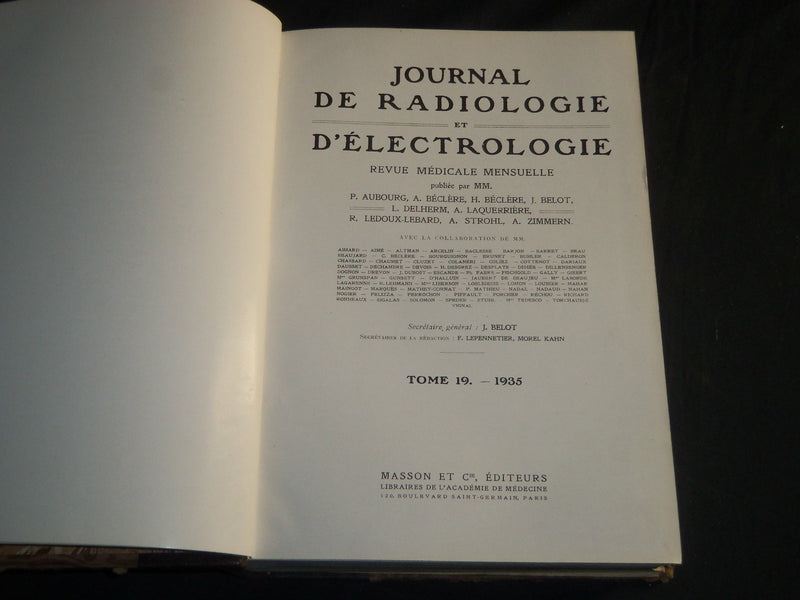 1932-1938 JOURNAL DE RADIOLOGIE ET D'ELECTROLOGIE BOUND VOLUMES LOT OF 6 - KD 6