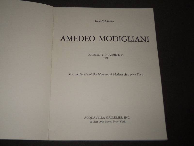 1971 MODIGLIANI LOAN EXHIBITION ACQUAVELLA GALLERIES ART CATALOG - KD 5072