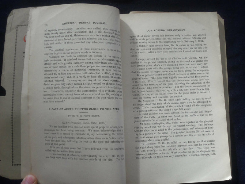 1908 DECEMBER THE AMERICAN DENTAL JOURNAL - VOLUME VII, NUMBER 12 - J 6486