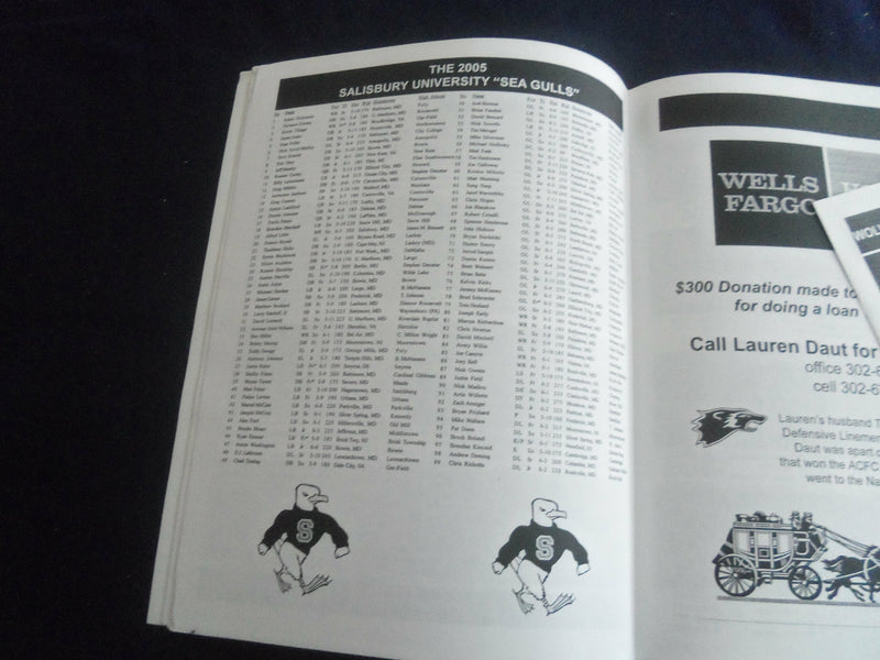 2005 OCTOBER 29 FOOTBALL PROGRAM -SALISBURY UNIV VS WESLEY COLLEGE - SP 1217O