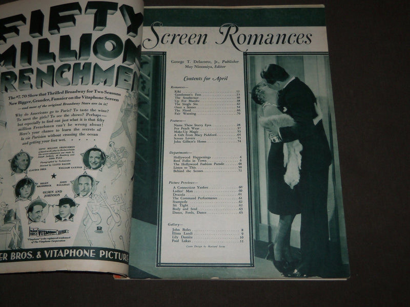 1931 APRIL SCREEN ROMANCES MOVIE MAGAZINE - MARY PICKFORD COVER - M 41