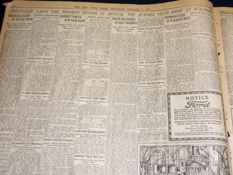 1917 JANUARY 4 NEW YORK TIMES - WILSON CONFERS WITH COL. HOUSE - NT 8734