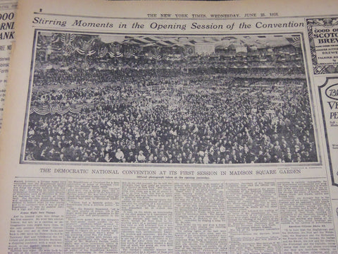 1924 JUNE 25 NEW YORK TIMES - HARRISON'S KEYNOTE STIRS A FUROR - NT 5069