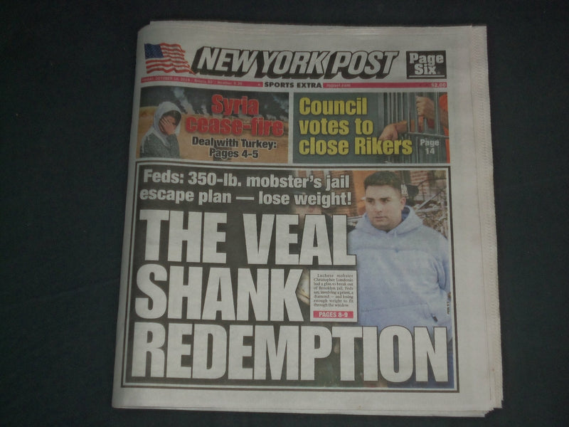 2019 OCTOBER 18 NEW YORK POST NEWSPAPER - 5-DAY SYRIA CEASE-FIRE DEAL