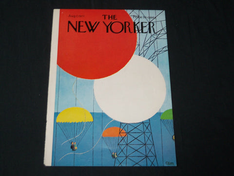 1971 AUGUST 7 NEW YORKER MAGAZINE FRONT COVER ONLY - GREAT ART FOR FRAMING