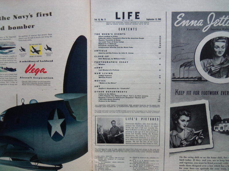 1943 SEPTEMBER 13 LIFE MAGAZINE - LEOTARDS IN FASHION - L 356