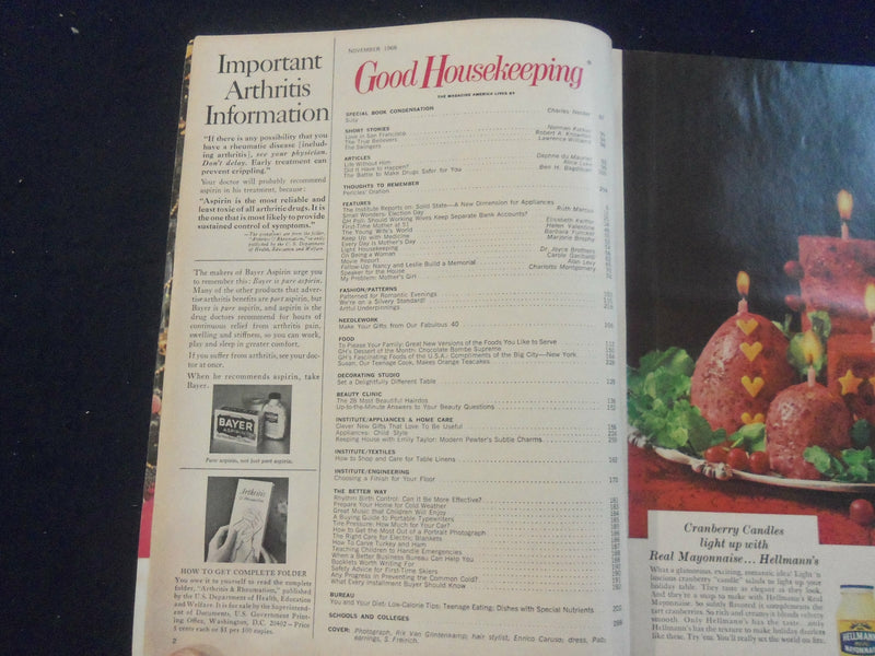 1966 NOVEMBER GOOD HOUSEKEEPING MAGAZINE - NICE COVER, ARTICLES & ADS - F 514S