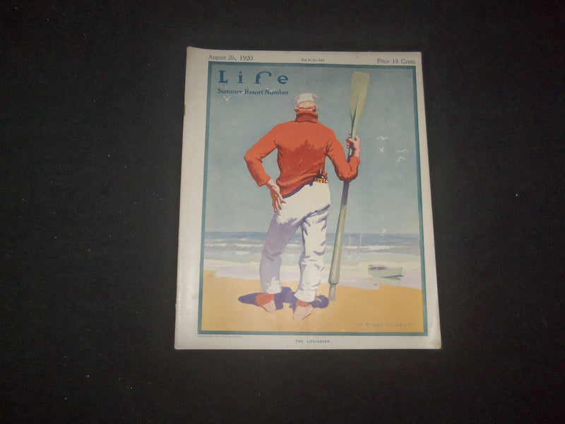 1920 AUGUST 26 LIFE MAGAZINE - THE LIVE-SAVER - L 771F