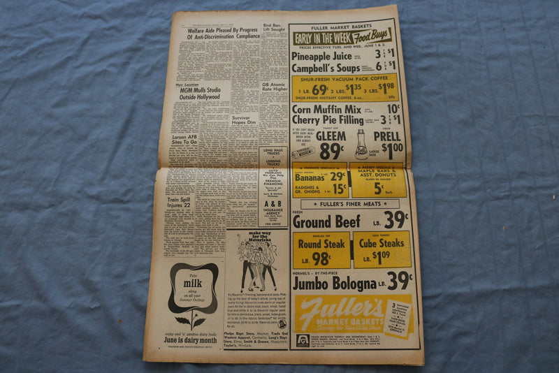 1965 MAY 31 THE DAILY CHRONICLE NEWSPAPER-GEMINI FLIGHT PLAN ON SCHEDULE-NP 8512