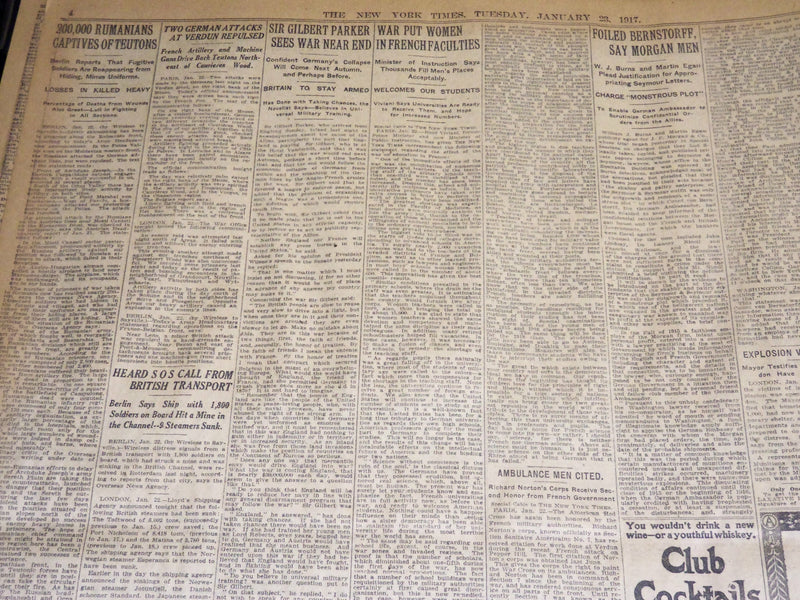 1917 JANUARY 23 NEW YORK TIMES - WILSON TERMS FREEDOM OF SEAS - NT 8753