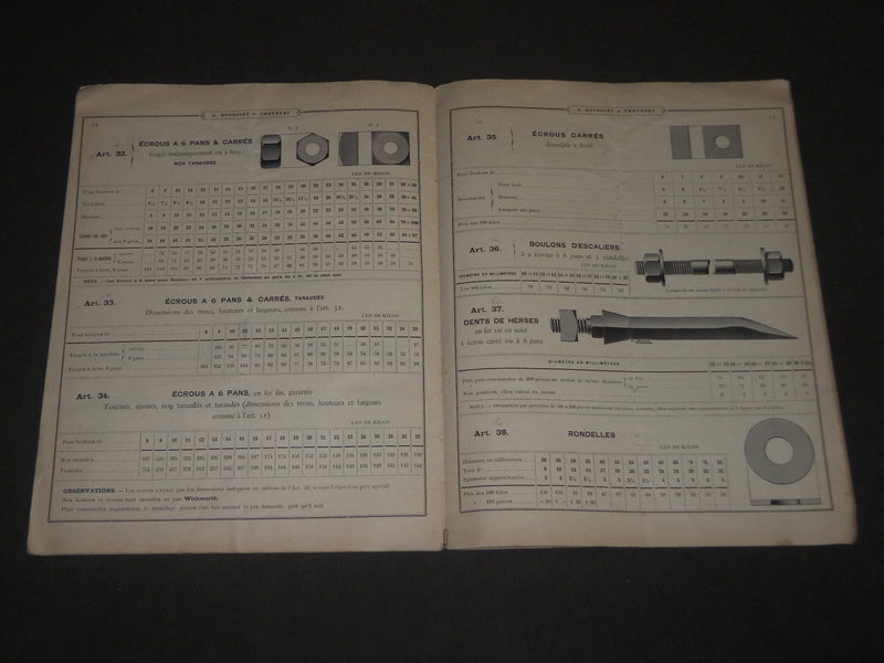 1891 A. BOUDOINT & THEVENET BOULONS RIVETS VIS FRENCH CATALOGUE - FR 510