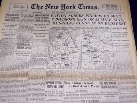 1944 NOVEMBER 10 NEW YORK TIMES - PATTON PINCERS ON METZ - NT 3332