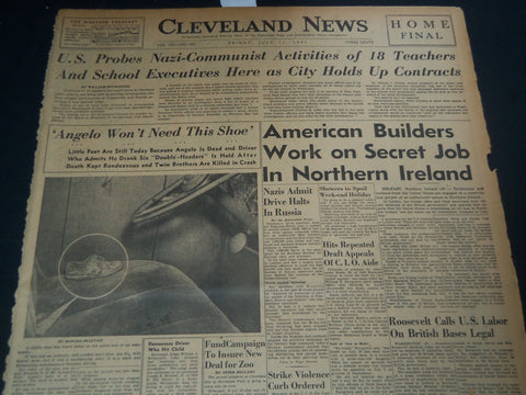 1941 JULY 11 CLEVELAND NEWS NEWSPAPER - AMERICAN BUILDERS ON SECRET JOB- NT 7459
