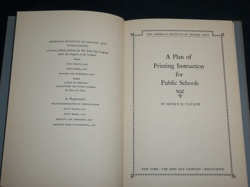 1927 A PLAN OF PRINTING INSTRUCTION FOR PUBLIC SCHOOLS BOOK BY TAYLOR - KD 6801