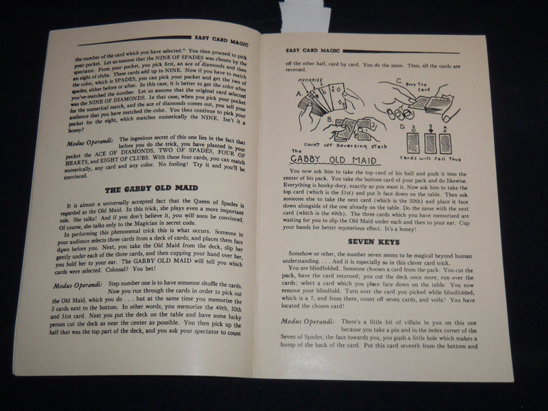 1944 EASY CARD MAGIC BOOK WRITTEN BY ROB ROY - PADELL BOOK COMPANY - J 8911