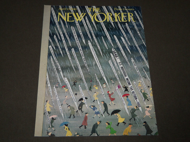 1961 APRIL 15 NEW YORKER MAGAZINE FRONT COVER ONLY - GREAT ART FOR FRAMING