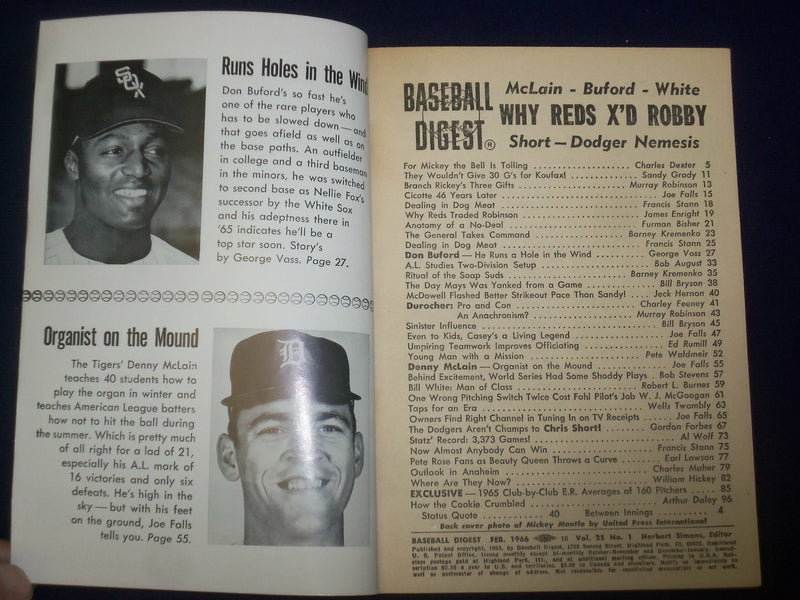 1966 FEBRUARY BASEBALL DIGEST MAGAZINE - WILLIE MAYS COVER - B 6752