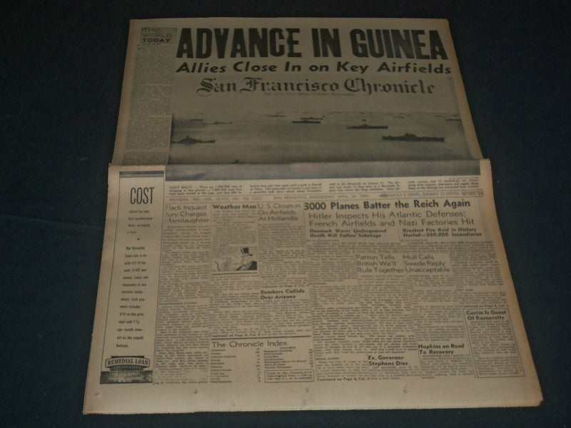 1944 APRIL 26 SAN FRANCISCO CHRONICLE - ADVANCE IN GUINEA -ALLIES CLOSE- NP 3643