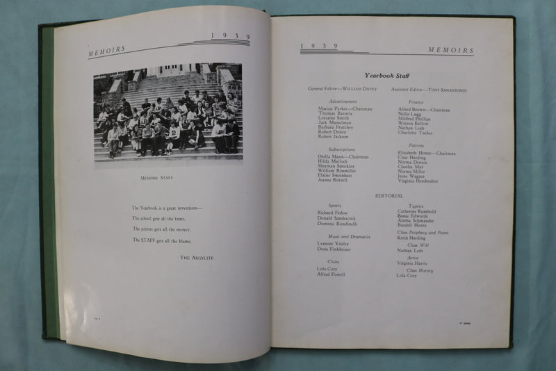 1939 MEMOIRS PEN ARGYL HIGH SCHOOL YEARBOOK - PEN ARGYL, PENNSYLVANIA - YB 3565