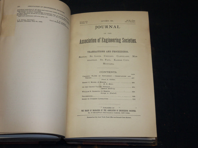 1882-1899 ASSOCIATION OF ENGINEERING SOCIETIES BOUND VOLUMES LOT OF 18 - KD 2B