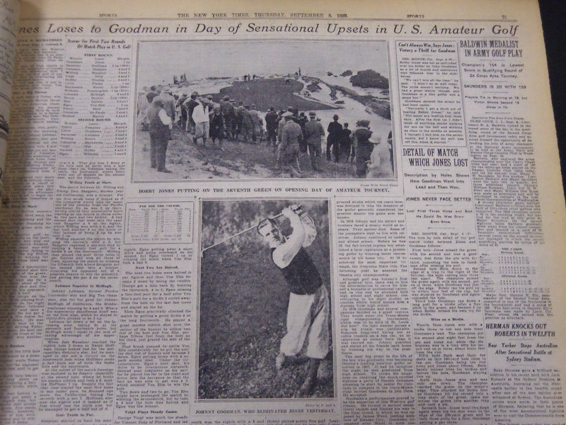 1929 SEPT 5 NEW YORK TIMES - BOBBY JONES LOSES TO YOUNG NEBRASKA - NT 5275