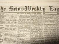 1849-1850 THE SEMI-WEEKLY EAGLE NEWSPAPERS LOT OF 19 - BRATTLEBORO VT- NP 3878D