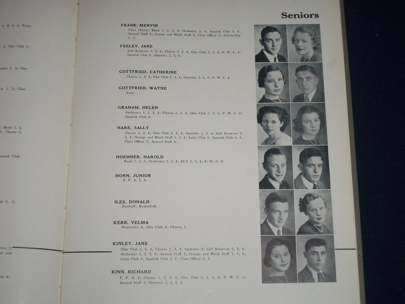 1938 INDIAN VILLAGE ANNUAL UPPER SANDUSKY HIGH SCHOOL YEARBOOK - YB 717