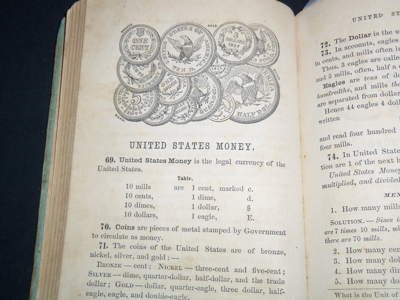 1873 GREENLEAF'S NEW ELEMENTARY ARITHMETIC VOLUME BENJAMIN GREENLEAF - KD 4814Y
