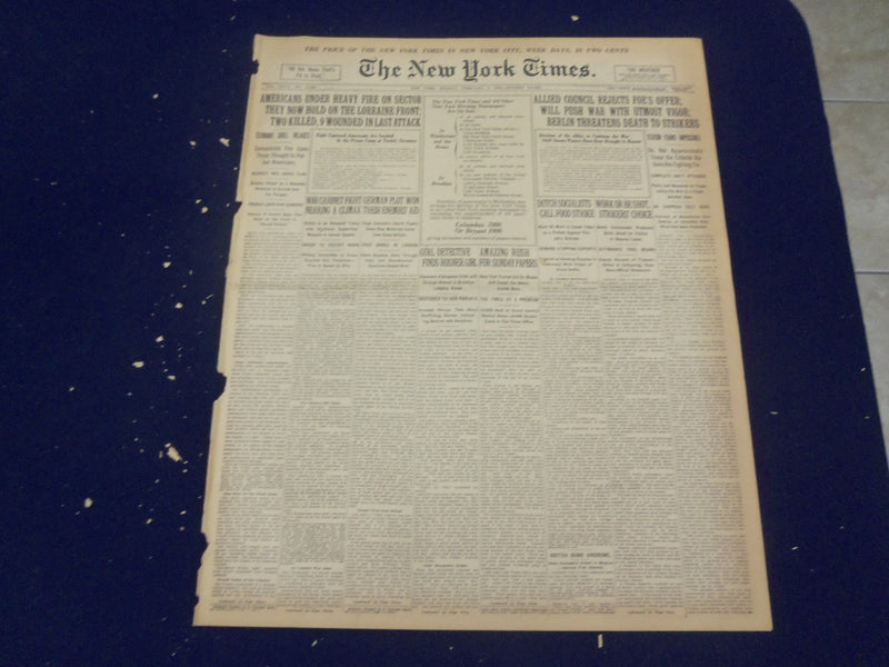 1918 FEBRUARY 4 NEW YORK TIMES - AMERICANS HOLD ON THE LORRAINE FRONT - NT 8230