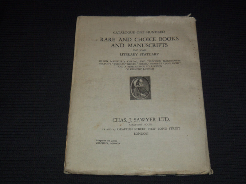 1930 CHAS J. SAWYE RRARE AND CHOICE BOOKS & MANUSCRIPTS CATALOGUE - J 7490