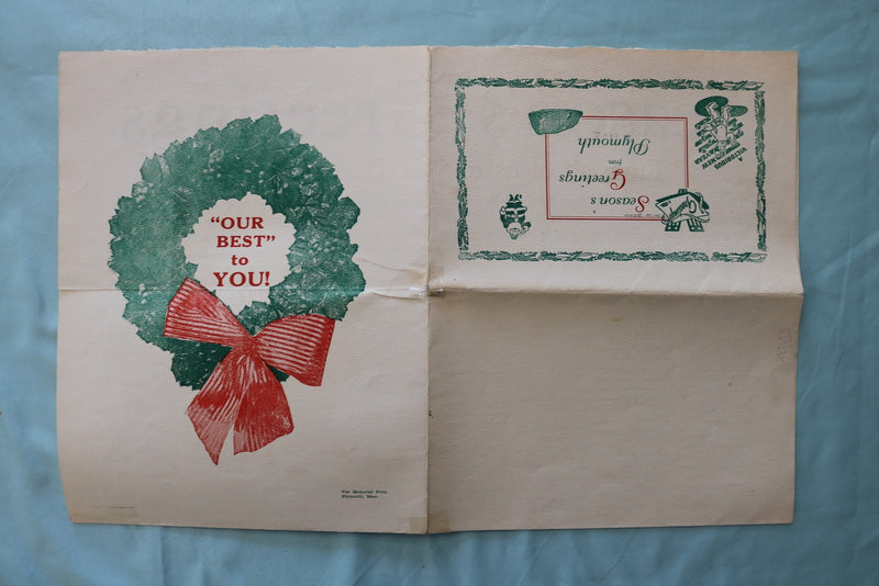 1942 SEASON'S GREETINGS FROM PLYMOUTH - FOLD-OUT - K 3438