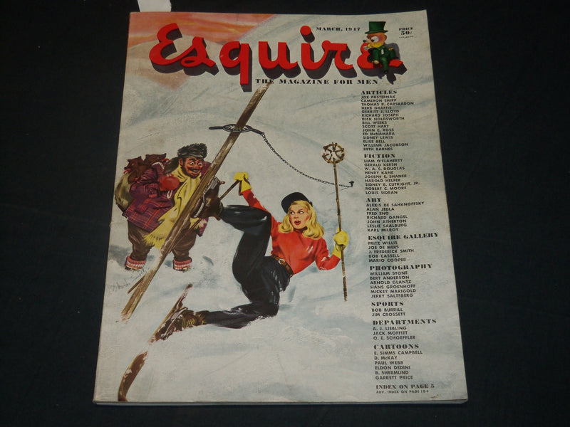 1947 MARCH ESQUIRE MAGAZINE - GREAT ILLUSTRATION - NICE COVER & ADS - ST 5713