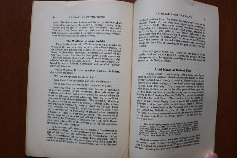 1926 YE SHALL KNOW THE TRUTH BY FRED R. MARVIN - SOFTCOVER BOOK - K 3237