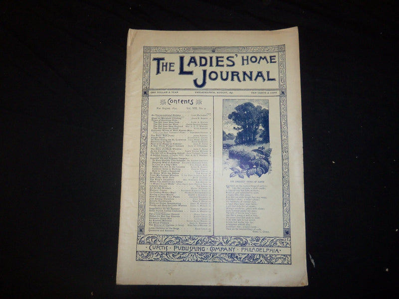 1891 AUGUST LADIES' HOME JOURNAL MAGAZINE - GREAT ILLUSTRATIONS & ADS - ST 2352