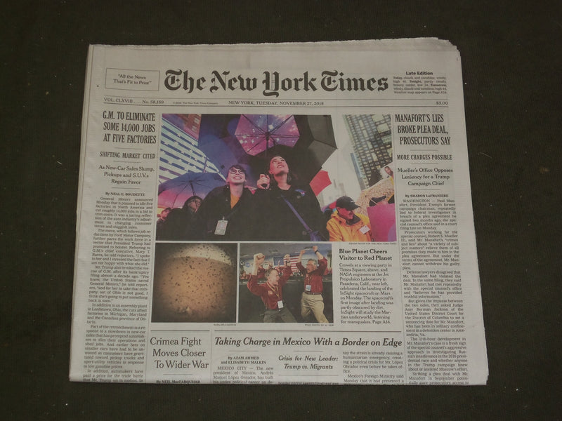 2018 NOVEMBER 27 NEW YORK TIMES - PAUL MANIFORT'S LIES BROKE PLEA DEAL