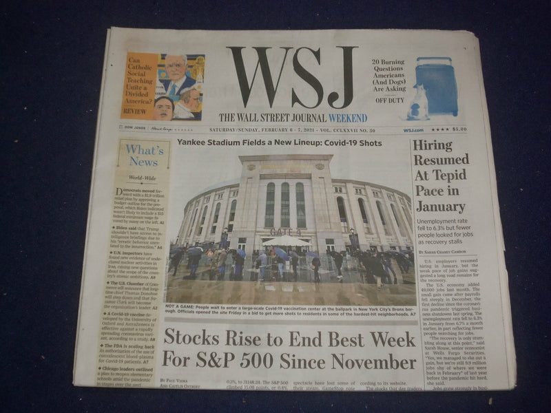 2021 FEBRUARY 6-7 THE WALL STREET JOURNAL - YANKEE STADIUM FOR VIRUS VACCINE