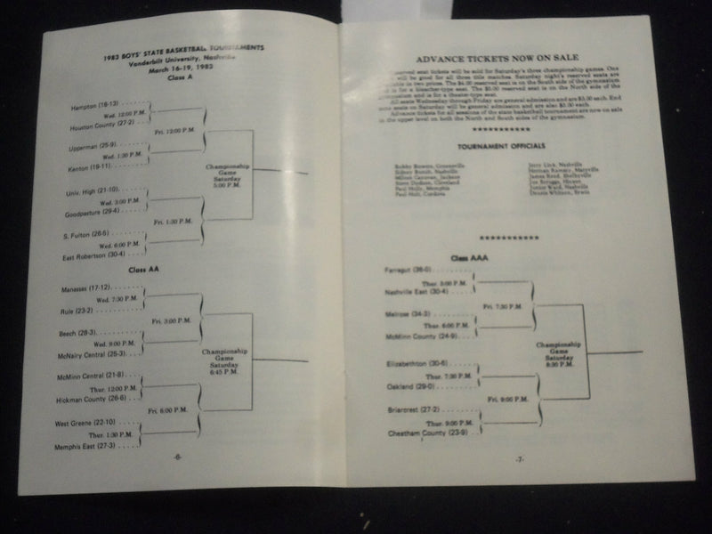 1983 TSSAA STATE BASKETBALL TOURNAMENT PROGRAMS - LOT OF 2 - J 5864