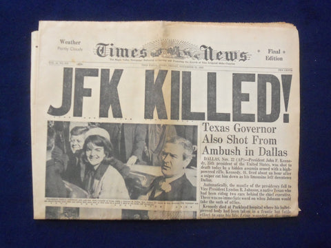 1963 NOVEMBER 22 TIMES NEWS NEWSPAPER - JFK KILLED - TWIN FALLS, IDAHO - NP 6445