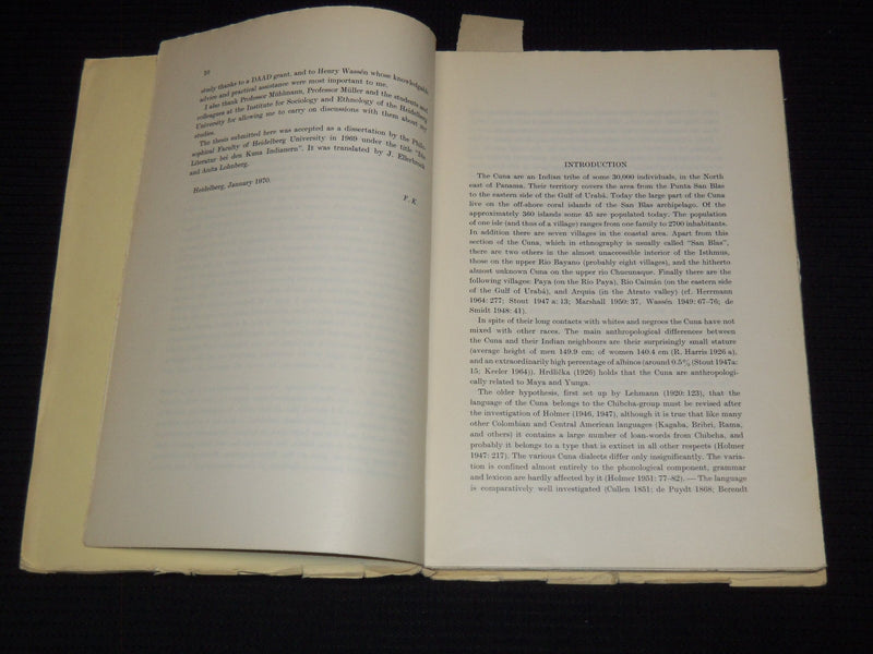 1970 LITERATURE AMONG THE CUNA INDIANS BOOK BY FRITZ KRAMER - SOFTCOVER - J 7485