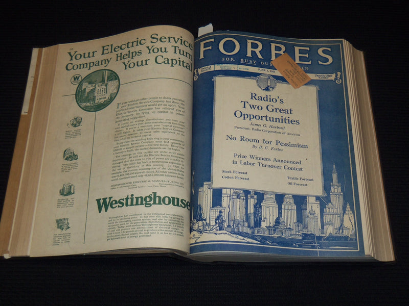1925 APRIL 15-OCTOBER 1 FORBES MAGAZINE BOUND VOLUME - NICE ADS - R 10A