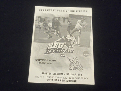 2011 OCT 29 FOOTBALL PROGRAM - S.W. BAPTIST UNIV VS MI. WESTERN UNIV - SP 1219C