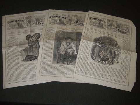 1866 THE YOUTH'S TEMPERANCE BANNER NEWSPAPER LOT OF 3 - VOLUME 1 ISSUES- NP 2051