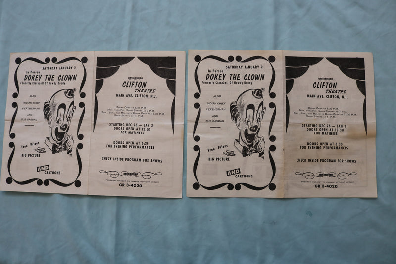 1964 NEW CLIFTON THEATRE PROGRAM-A HARD DAY'S NIGHT-LOT OF 2 -CLIFTON,NJ- K 2535