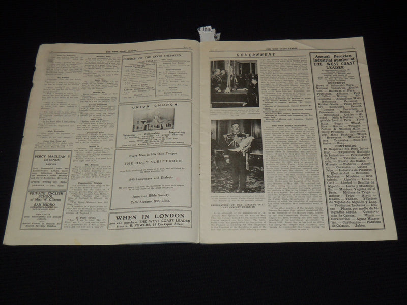 1935 MAY 21 THE NEW WEST COAST LEADER MAGAZINE - LIMA - NEW CABINET - SP 3136I