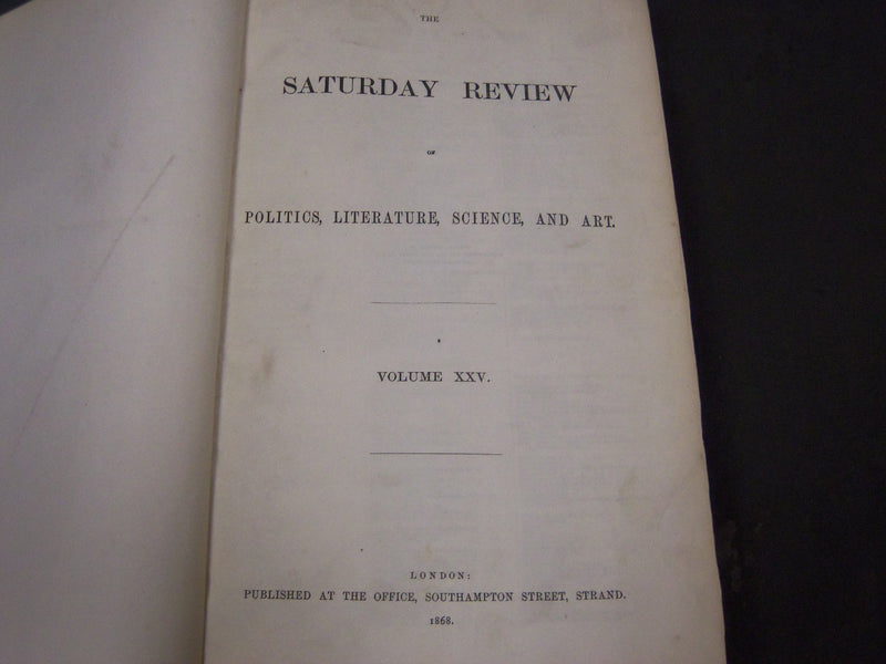 1868 SATURDAY REVIEW 2 BOUND VOLUMES - COMPLETE YR- PUBLISHED IN LONDON - R 1079