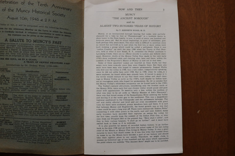 1946 AUGUT 10 HISTORY OF MUNCY SOFTCOVER BOOK - MUNCY, PENNSYLVANIA - K 3155