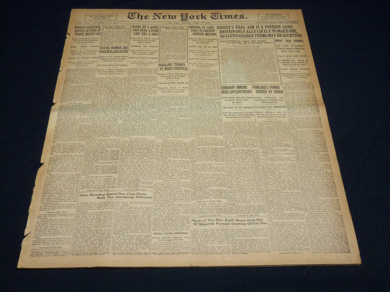 1922 APRIL 17 NEW YORK TIMES - LLOYD GEORGE TERMS MAY BE ACCEPTED - NT 8583